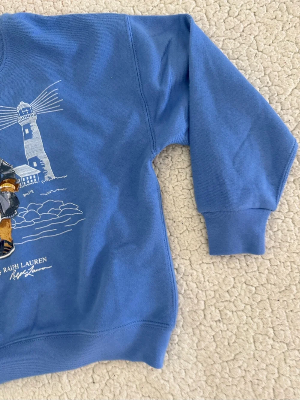 New girls Sz 6 Ralph Lauren Blue Polo Bear Sweatshirt with Embroidered Bear